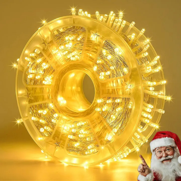 Instalatie de Craciun Tip Rola, 480 Becuri LED Alb, 100 m Liniari, pentru Interior/Exterior, Alb Cald [1]