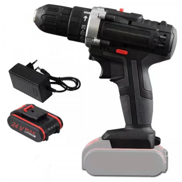 Masina de gaurit si insurubat, 0-1200 RPM, 24 V, Negru, Acumulator Inclus [1]