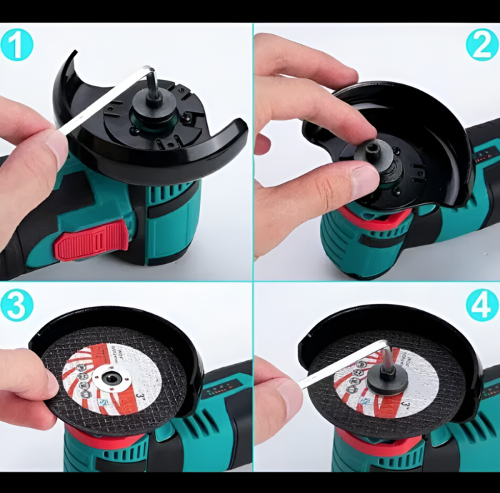 Mini Polizor Flex Unghiular Portabil,  2 acumulatori 12V, 750W, 1500 mAh, 19500 rpm, 2 discuri 76 mm, Autonomie Mare, Verde/Negru [9]