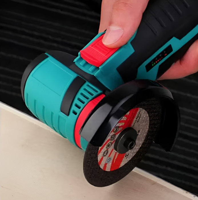 Mini Polizor Flex Unghiular Portabil,  2 acumulatori 12V, 750W, 1500 mAh, 19500 rpm, 2 discuri 76 mm, Autonomie Mare, Verde/Negru [8]