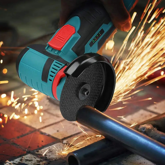 Mini Polizor Flex Unghiular Portabil, 2 Acumulatori 12V, 1500W, 3000 mAh, 19500 rpm, 6 Discuri Incluse, Cutie de Transport, Autonomie Mare, Verde/Negru [11]