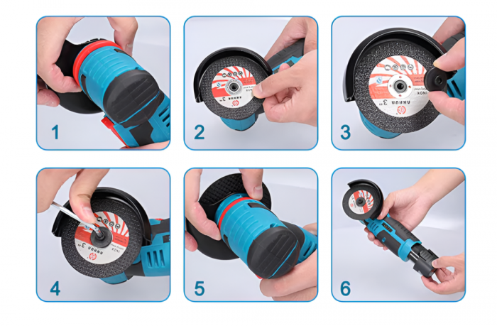 Mini Polizor Flex Unghiular Portabil, 2 Acumulatori 12V, 1500W, 3000 mAh, 19500 rpm, 6 Discuri Incluse, Cutie de Transport, Autonomie Mare, Verde/Negru [5]