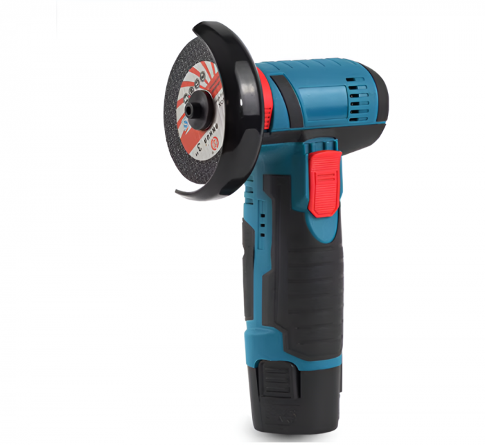 Mini Polizor Flex Unghiular Portabil, 2 Acumulatori 12V, 1500W, 3000 mAh, 19500 rpm, 6 Discuri Incluse, Cutie de Transport, Autonomie Mare, Verde/Negru [3]