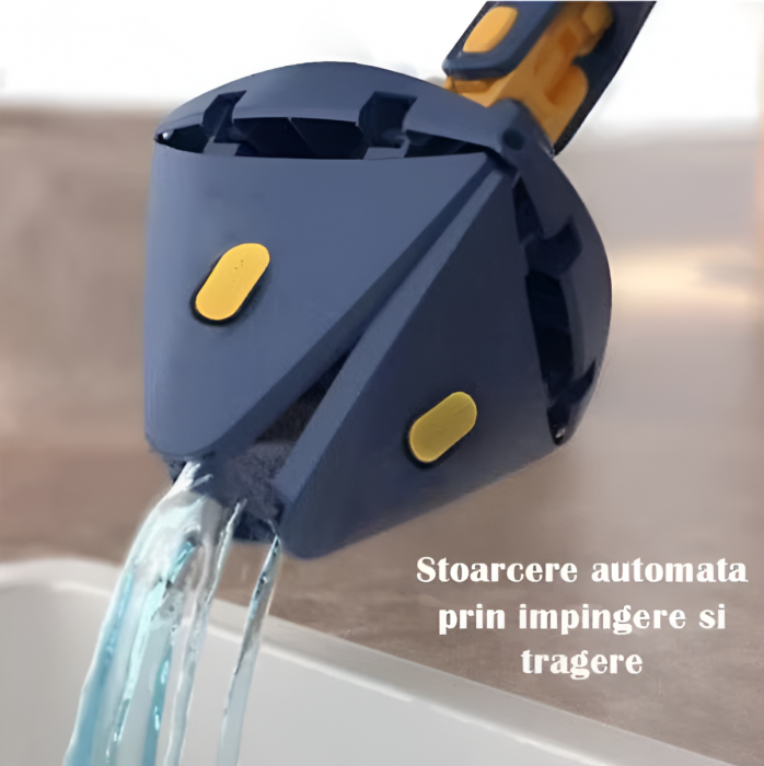 Mop cu Cap Triunghiular + 2 Rezerve, Rotativ, Telescopic, Curatare Usoara, Lungime Maxima 127 cm [7]