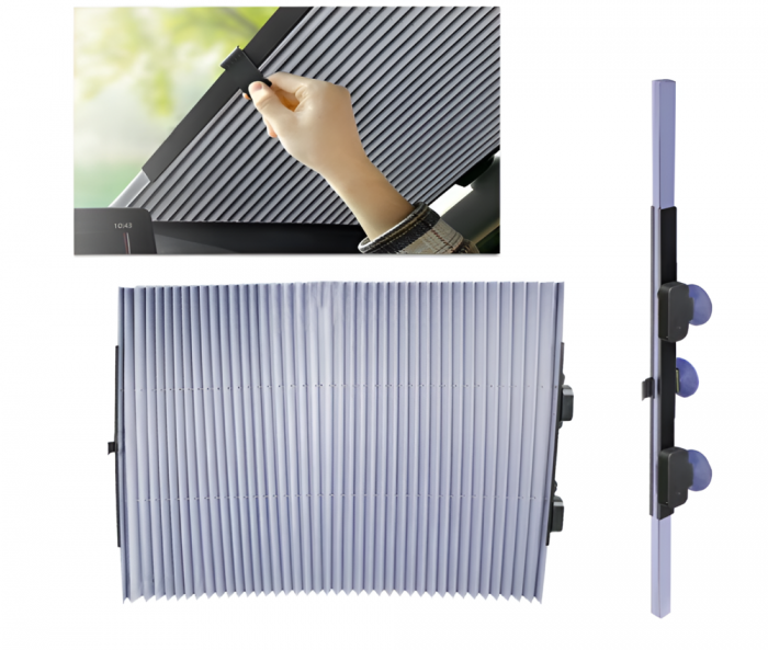 Parasolar Auto Retractabil, Fixare Prin Ventuze, Aluminiu, Universal [6]
