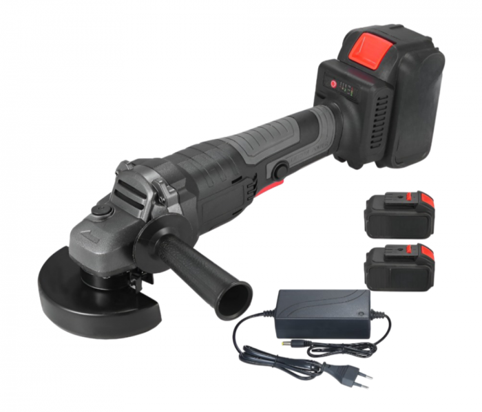 Polizor Unghiular fara Fir, 2 Acumulatori Inclusi, 300 W, 24 V, Diametru Taiere 100mm, Negru [1]