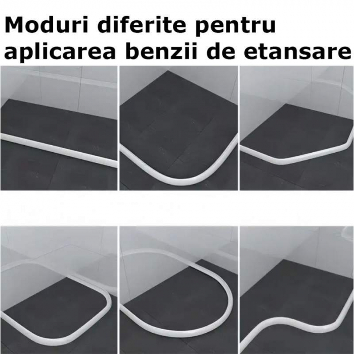 Prag de dus autoadeziv, eSimplu®, flexibil, pentru baie sau bucatarie, silicon, rezistent la mucegai, impermeabila, albastru, 1.5 m [4]