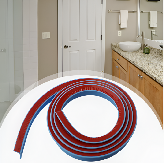 Prag de dus autoadeziv, flexibil, pentru cabina de dus, rezistent la mucegai, impermeabil, silicon, albastru, 1 m, model 90° [3]