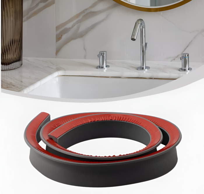 Prag de dus autoadeziv, flexibil, pentru cabina de dus, rezistent la mucegai, impermeabil, silicon, gri, 1.5 m, model 90° [4]