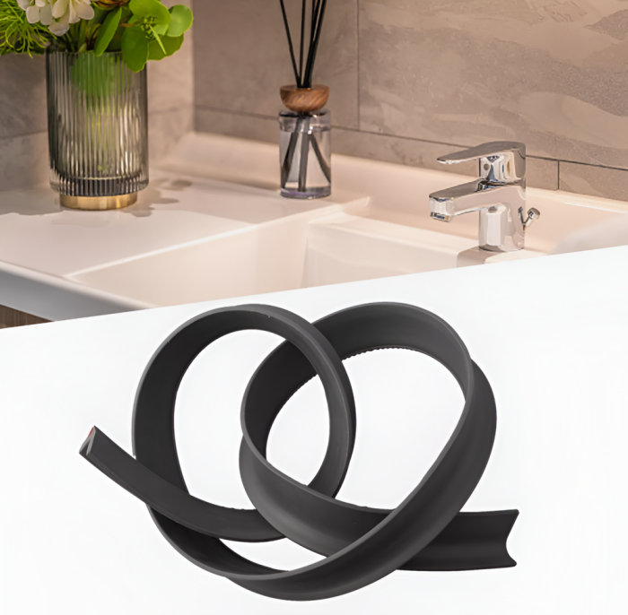 Prag de dus autoadeziv, flexibil, pentru cabina de dus, rezistent la mucegai, impermeabil, silicon, gri, 1 m, model 90° [4]