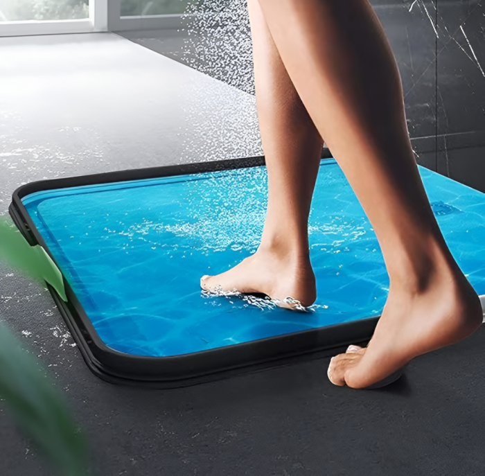 Prag de dus autoadeziv, flexibil, pentru cabina de dus, rezistent la mucegai, impermeabil, silicon, negru, 1 m, model 90° [2]