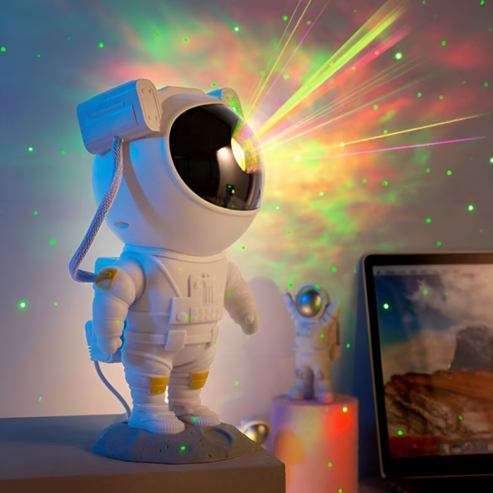 Proiector de Stele in Forma de Astronaut pe Luna, LED, Cap Rotativ, Telecomanda, 8 Moduri de Proiectii, Luminozitate Reglabila, Alb, 23x10x12 cm [11]