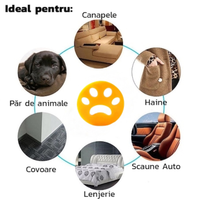 Set 3 captatoare scame si par animale, reutilizabile, ideale pentru masina de spalat, portocaliu [6]