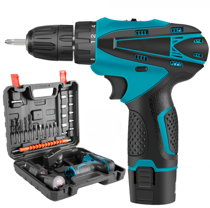 Set Bormasina Electrica cu 2 Acumulatori 24V, 24 de Accesorii, Incarcator Rapid Inclus, Cutie Transport [1]