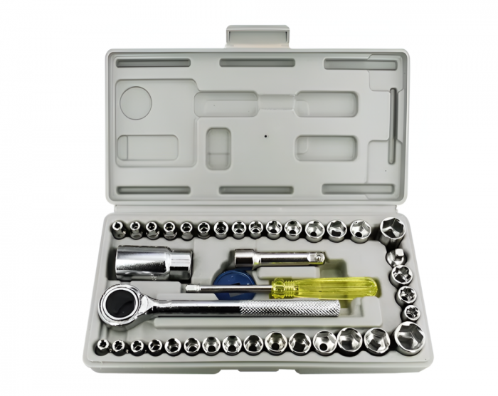 Set Instrumente de Reparatii Auto, Pentru Repararea Motocicletei si Masinilor, 40 Bucati Chei Tubulare, Surubelnita [4]