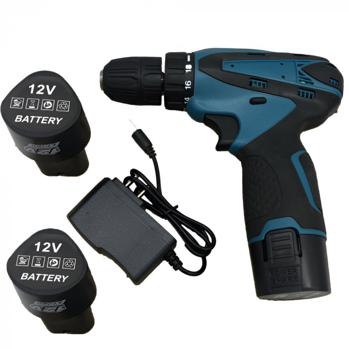 Set Masina de Gaurit si Insurubat, cu 2 Acumulatori Inclusi, 12 V, Cuplu 32Nm, 1500 rotatii/min [1]
