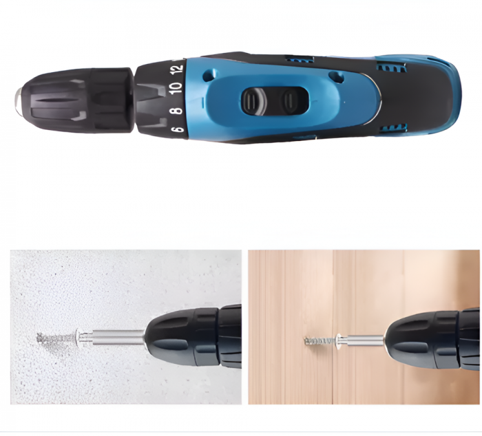 Set Masina de Gaurit si Insurubat, cu 2 Acumulatori Inclusi, 12 V, Cuplu 32Nm, 1500 rotatii/min [2]