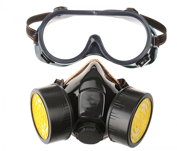 Set Ochelari si Masca de Protectie, Pentru Lucrul in Mediu Chimic, 2 Filtre de Carbon Activ, Protectie Impotriva Vaporilor, Vopselei sau Prafului, Negru [1]