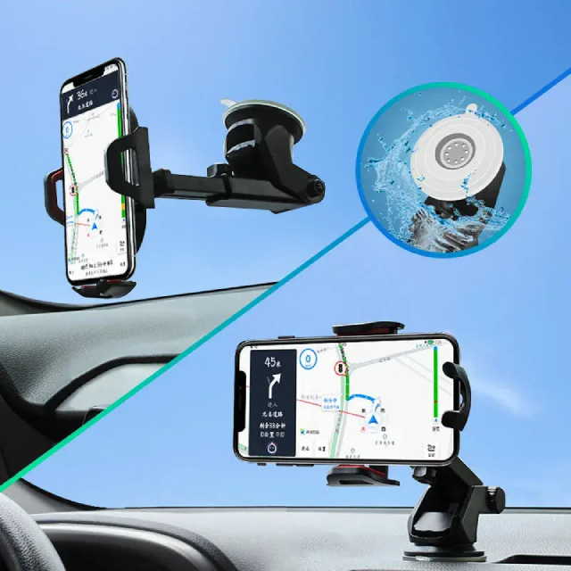 Suport Auto pentru Telefon, Montare pe Parbriz sau Bord, Reglare 360°, Universal, Negru [2]