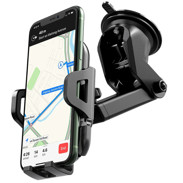 Suport Auto pentru Telefon, Montare pe Parbriz sau Bord, Reglare 360°, Universal, Negru [11]