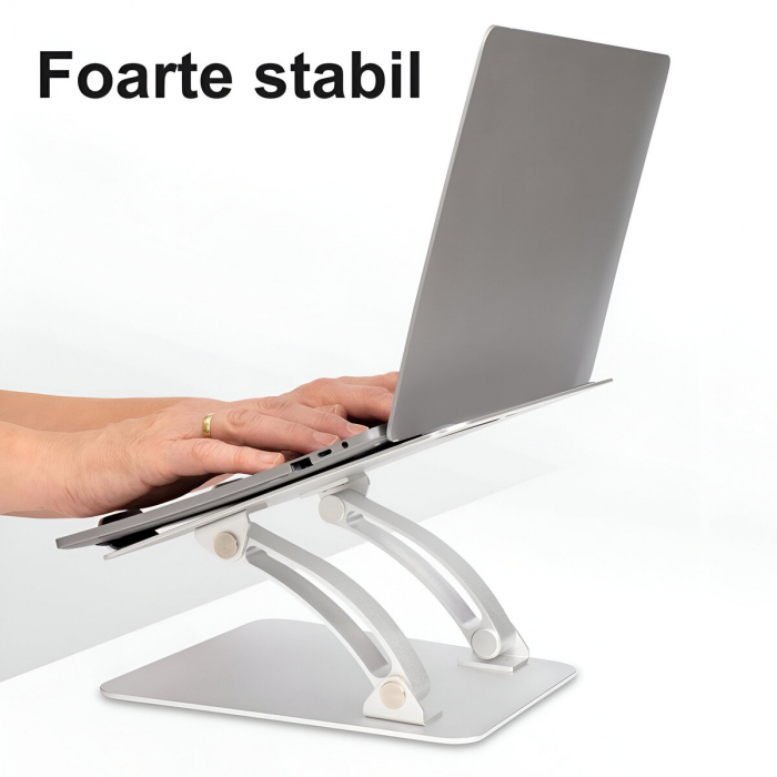 Suport pentru Laptop, Portabil, pentru Corectare Postura, Inclinabil, Pliabil, Ergonomic, Aluminiu [9]