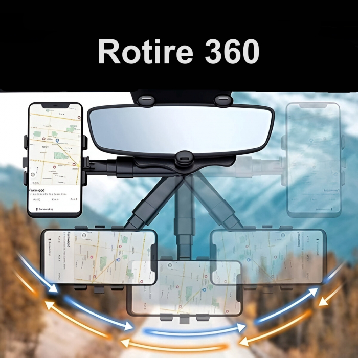 Suport Telescopic de Telefon, Pentru Masina, Dimensiune Reglabila, Rotatie 360, Negru [2]