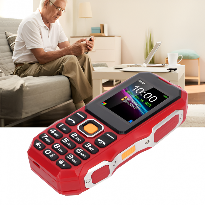 Telefon cu Butoane, Baterie 2800 mAh, Dual SIM, FM Radio, Lanterna, Card SD, Rosu, Ultra-Rezistent [5]