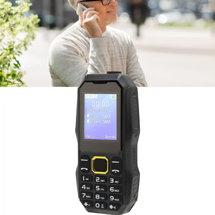 Telefon cu Butoane, eSimplu®, Baterie 2800 mAh, Dual SIM, FM Radio, Lanterna, Card SD, Negru, Ultra-Rezistent [8]