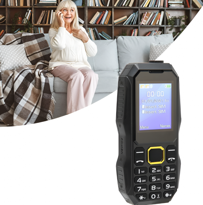 Telefon cu Butoane, eSimplu®, Baterie 2800 mAh, Dual SIM, FM Radio, Lanterna, Card SD, Negru, Ultra-Rezistent [7]