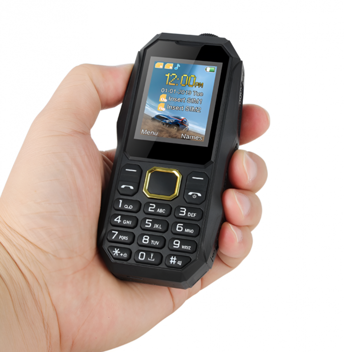 Telefon cu Butoane, eSimplu®, Baterie 2800 mAh, Dual SIM, FM Radio, Lanterna, Card SD, Negru, Ultra-Rezistent [10]