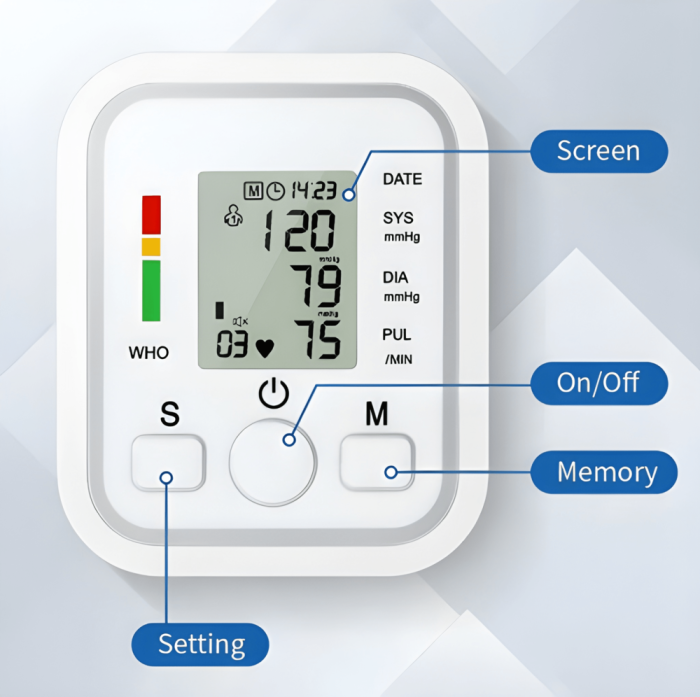 Tensiometru de Brat eSimplu, Afisaj LED cu Caractere Mari, Audio Vocal in Engleza, 90 Seturi de Memorie pentru Doua Persoane, Utilizare Plug-in USB-C, Poate fi Instalat cu Baterii, Manseta 22-32cm [2]