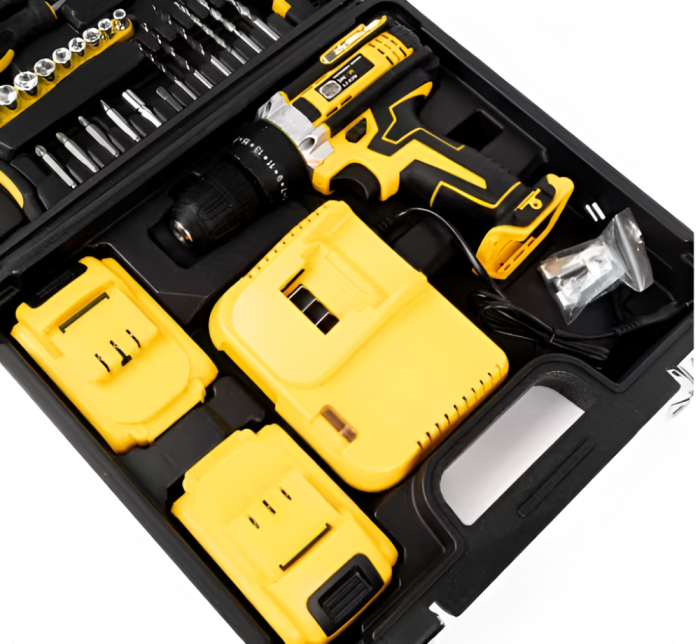 Trusa Autofiletanta cu Percutie, 2 Acumulatori 36 V, 30 Accesorii Incluse, 8.0 Ah, 500W, Statie Incarcare, Cutie de Transport, Galben [5]