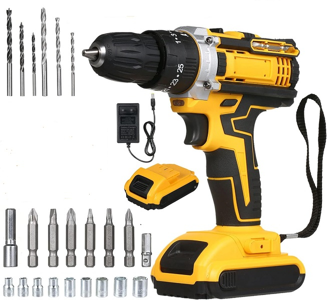 Trusa Masina de Gaurit si Insurubat, eSimplu®, 500W, Extra Accesorii 119 Piese, 2 Acumulatori 36V 8.0 Ah, Mandrina Rapida 13mm, 3000 RPM, 8000mAh, Statie Incarcare, Design Modern, Cutie transport [6]