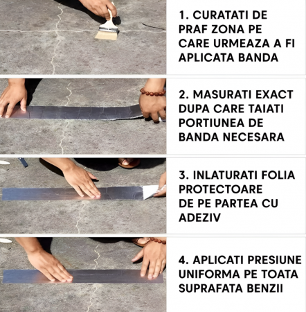 Banda Adeziva pentru reparatii, cu Finisaj din Aluminiu, Rezistenta la Apa, Aderenta Sporita, 10cm Latime [3]