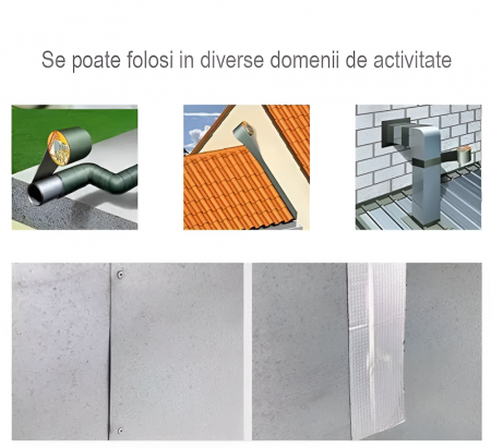 Banda Adeziva pentru reparatii, cu Finisaj din Aluminiu, Rezistenta la Apa, Aderenta Sporita, 10cm Latime [7]