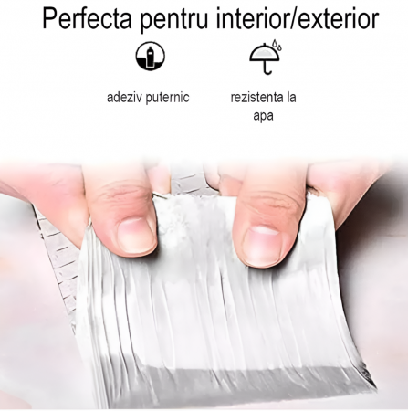 Banda Adeziva pentru reparatii, cu Finisaj din Aluminiu, Rezistenta la Apa, Aderenta Sporita, 20cm Latime [6]