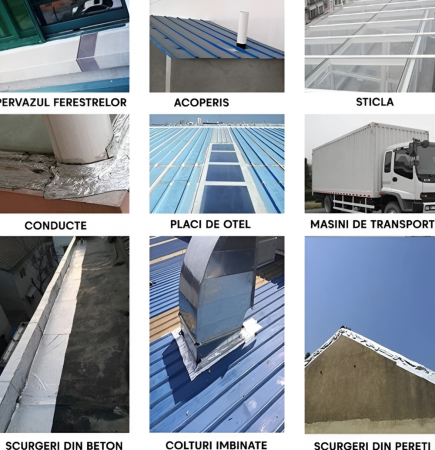 Banda Adeziva pentru reparatii, eSimplu®, cu Finisaj din Aluminiu, Rezistenta la Apa, Aderenta Sporita, 15cm Latime [2]