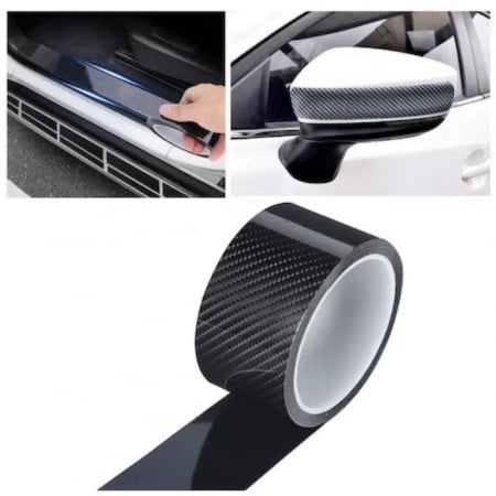 Banda Protectie Auto, din Carbon, Pentru Prag, Usa, Bara, Bord, Impermeabila, Tuning Auto, 5cm x 5m [5]