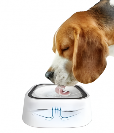 Bol de Apa Anti-Stropire pentru Animale, 1.5 l, Design Inteligent Compact, 18x10 cm, Alb [5]
