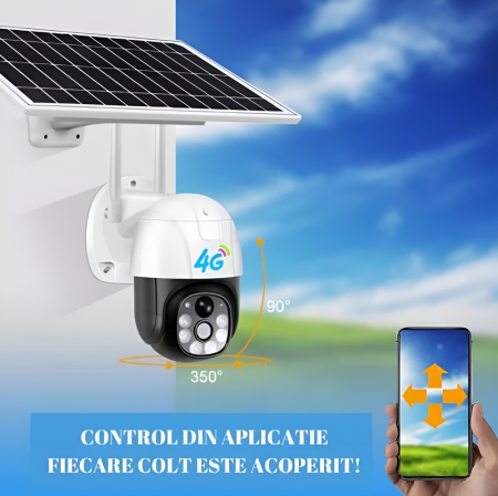 Camera de supraveghere cu SIM 4G si panou solar, eSimplu®, 2K, Acumulator 15600 mAh, Panou Solar 8W, Inregistrare continua 24/7, F1.0 Crystal Night Vision, 4X zoom, stocare card/cloud, Alb [5]