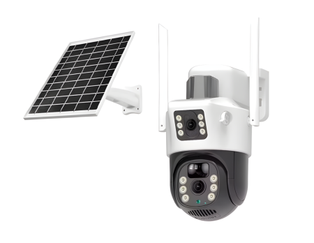 Casa & Gradina - Camera de supraveghere duble Cu panou solar, eSimplu®, 4MP, 2.5K, acumulatori 15600 mAh, 4G SIM 2.4Ghz, Panou Solar 8W, 4X zoom, vedere nocturna, Urmarire automata, IP66, stocare card, Alb
