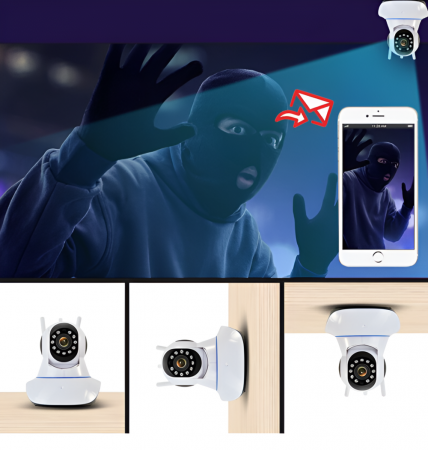 Camera de supraveghere Smart, cu Pan/Tilt 360 grade, Full HD, Utilizare Baby Monitor Wireless Audio Video, Night Vision, Detectarea miscarilor, Two-Way Audio, Alarma sonora si luminoasa [7]