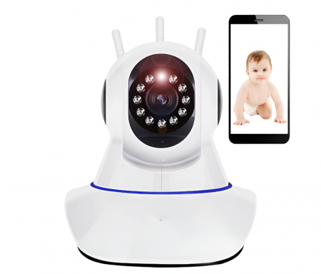 Camera de supraveghere Smart, cu Pan/Tilt 360 grade, Full HD, Utilizare Baby Monitor Wireless Audio Video, Night Vision, Detectarea miscarilor, Two-Way Audio, Alarma sonora si luminoasa [13]