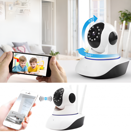 Camera de supraveghere Smart, cu Pan/Tilt 360 grade, Full HD, Utilizare Baby Monitor Wireless Audio Video, Night Vision, Detectarea miscarilor, Two-Way Audio, Alarma sonora si luminoasa [15]