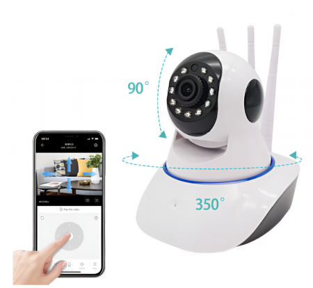 Camera de supraveghere Smart, cu Pan/Tilt 360 grade, Full HD, Utilizare Baby Monitor Wireless Audio Video, Night Vision, Detectarea miscarilor, Two-Way Audio, Alarma sonora si luminoasa [5]