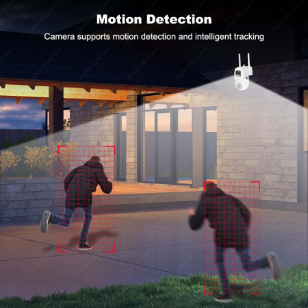 Camera de Supraveghere WiFi Dual Lens, eSimplu®, Rotire 355°, Night Vision Full Color, Detectare Miscare Smart, Audio Bidirectional, Interior/Exterior, Alb [5]