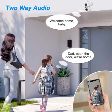 Camera de Supraveghere WiFi Dual Lens, eSimplu®, Rotire 355°, Night Vision Full Color, Detectare Miscare Smart, Audio Bidirectional, Interior/Exterior, Alb [9]