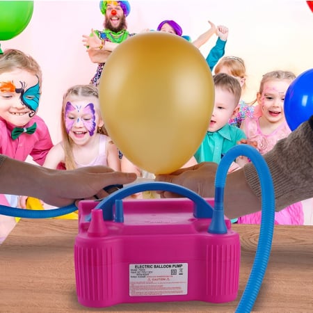Compresor Profesional pentru Umflat Baloane si Obiecte Gonflabile, Putere 600 W, Alimentare 220 V, Culoare Roz/Albastru [6]