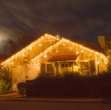 Instalatie De Craciun Tip Perdea, 12 M, 300 LED -uri, Pentru Exterior/Interior, Fir Alb, Culoare Alb Cald [3]