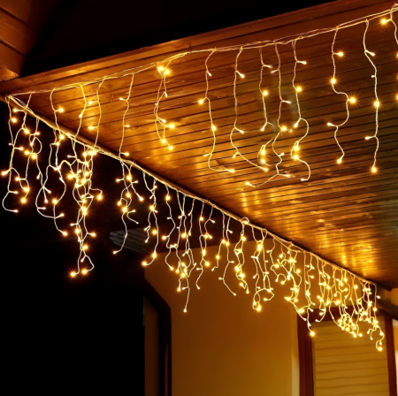 Instalatie De Craciun Tip Perdea, 12 M, 300 LED -uri, Pentru Exterior/Interior, Fir Alb, Culoare Alb Cald [4]